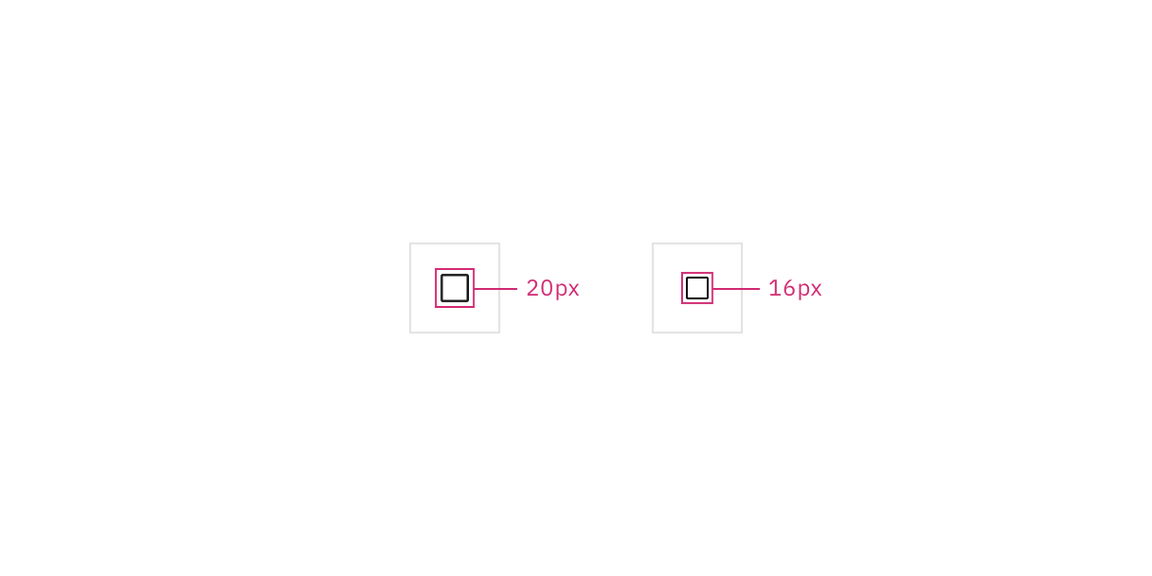 Example of trigger button icon sizes.