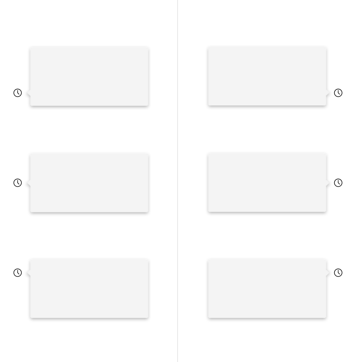 Caret tip popover left and right directions with top, center, and bottom alignments.